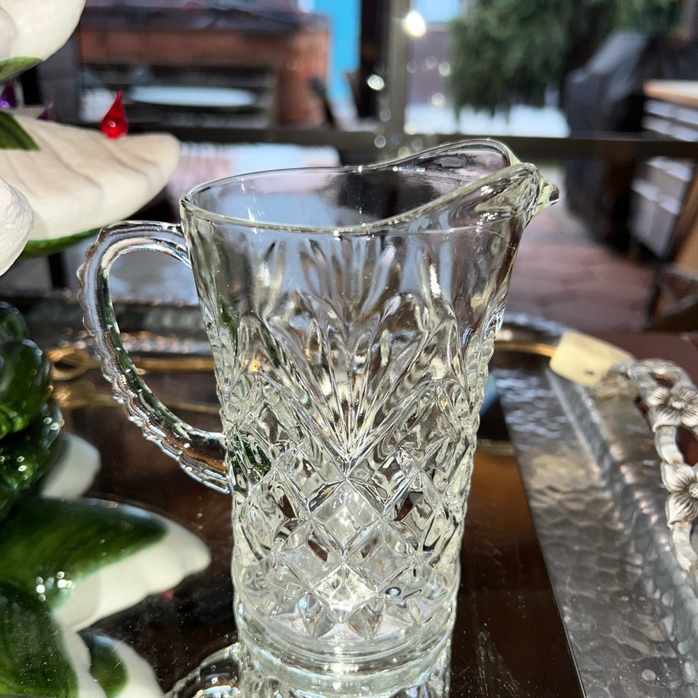 Small Clear Pressed Glass Syrup Pitcher MCM - Picture 2 of 9